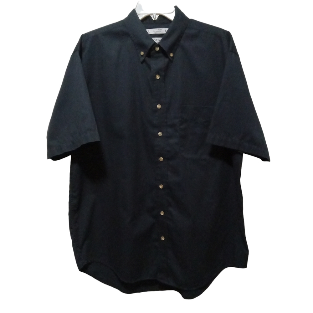 Men shirt top casual button down size L short sleeve
